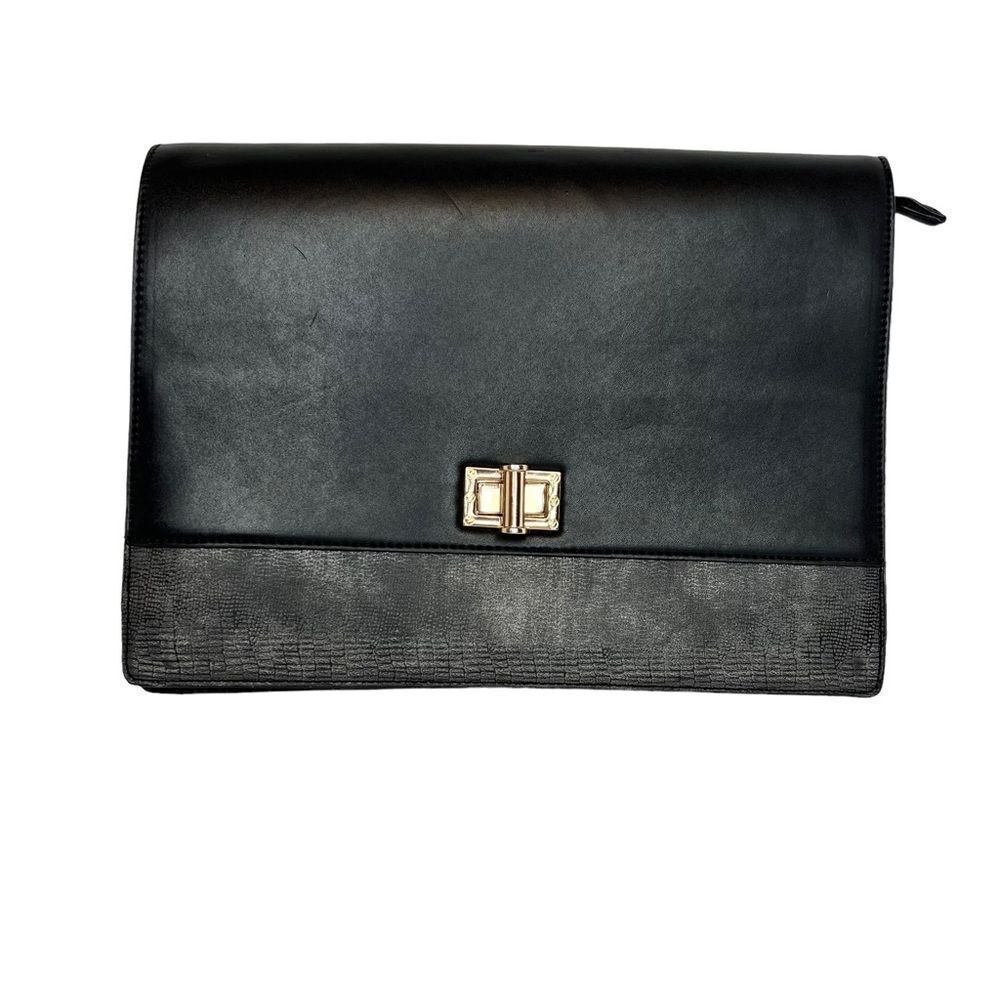 SOLE SOCIETY Envelope Clutch with Gold Hardware in Black 12" Length x 8" Height
